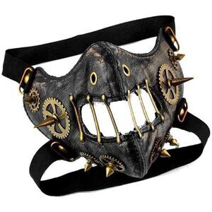 Steampunk Retro Gothic Leather Mask Halloween Cosplay Gears Spike BDSM PARTY NEW